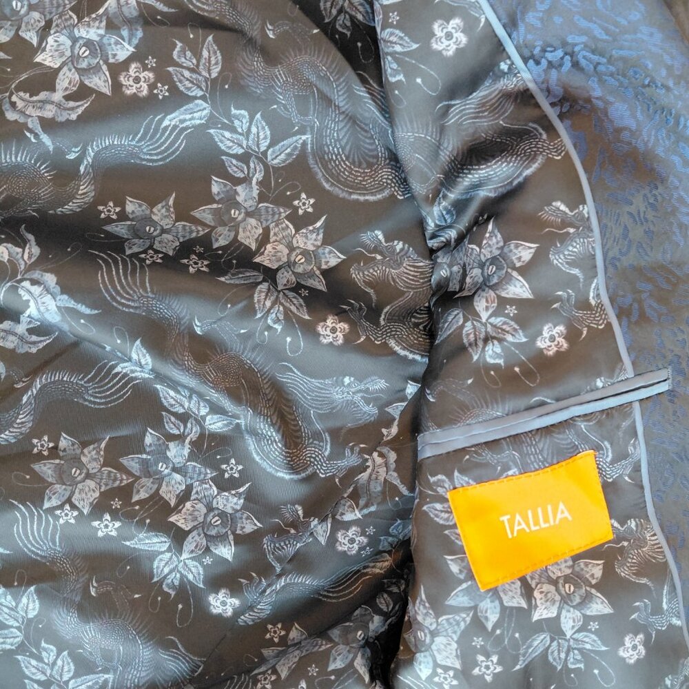 Tallia Slim Fit Leopard Jacquard Blazer Iridescent Dragon Lining Statement Party - Picture 12 of 14